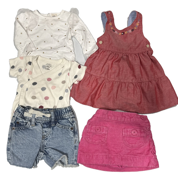Lot of 5 Baby Girl 3-6M Dress, Bodysuits, Skort & Shorts Gap, Tommy H. & More - Picture 1 of 11